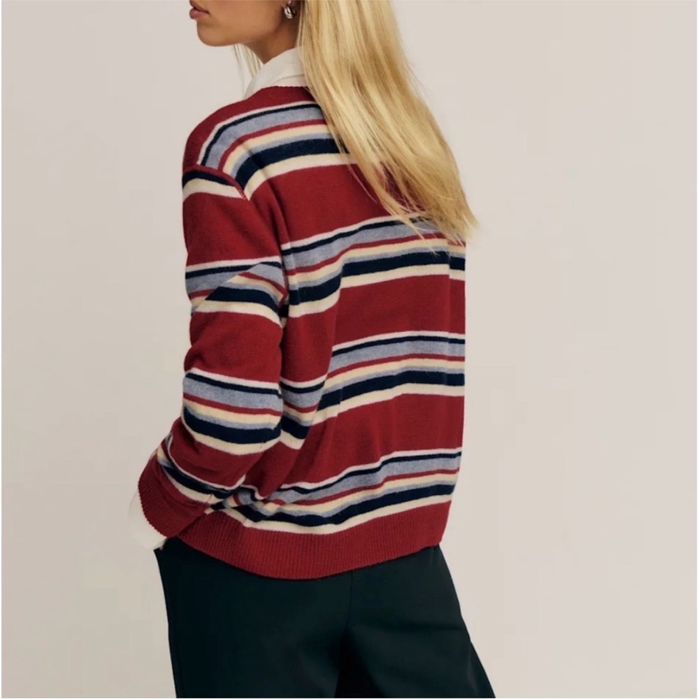 Reformation Cashmere Boyfriend Sweater Red Stripe - Picture 3 of 6